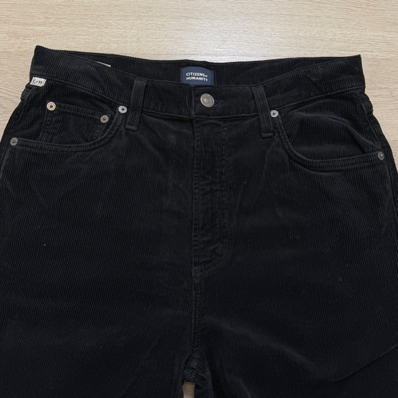 Citizens of Humanity Paloma Black Wide Leg Corduroy Pants - size 28 - Picture 3 of 11